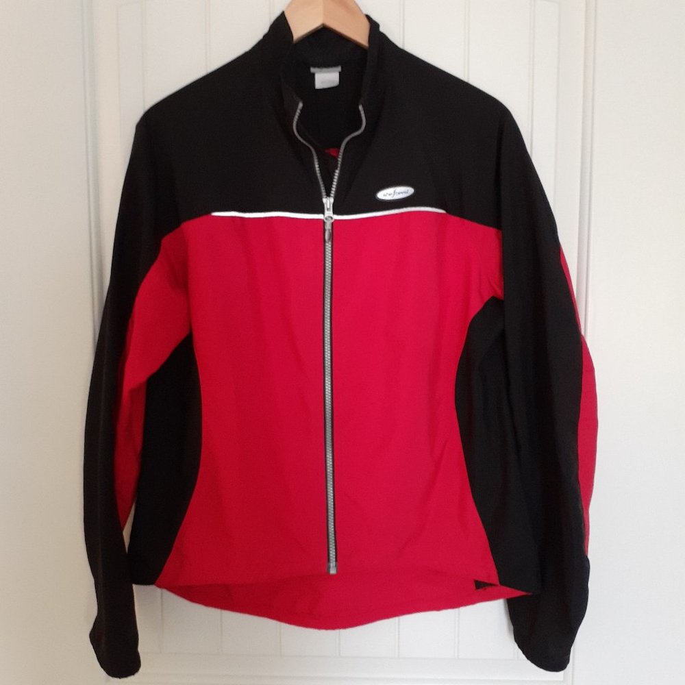 shebeest Full Zip Cycling Jacket Red Black Size L
